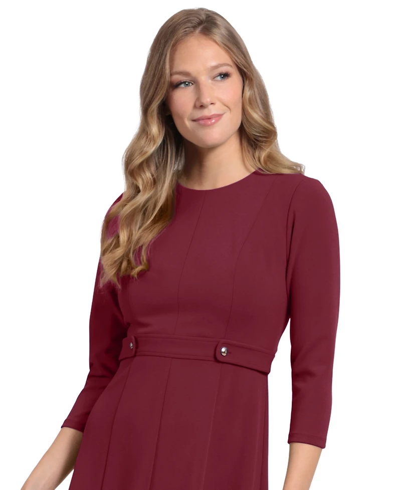 London Times Petite Side-Tab Fit & Flare Dress