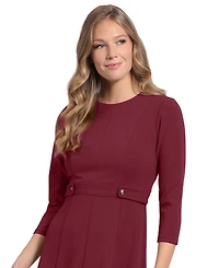 London Times Petite Side-Tab Fit & Flare Dress