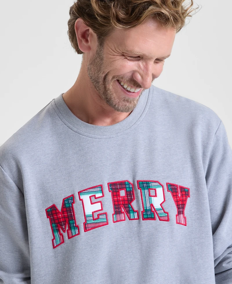 Holiday Lane Men's Merry Plaid Applique Sweatshirt, Macy's Exclusive