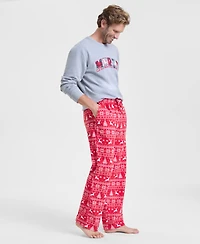 Holiday Lane Men's Deer Fair Isle Fleece Pajama Pants, Macy's Exclusive