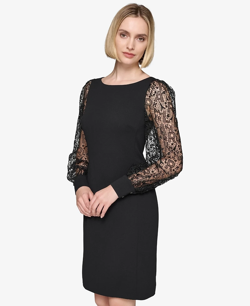 Karl Lagerfeld Paris Women's Lace-Sleeve Dress