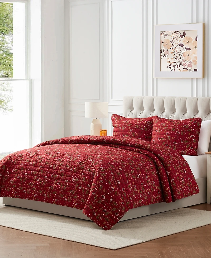 Seventh Studio Ivvy Botanical-Print Pinsonic Microfiber -Pc. Quilt Set
