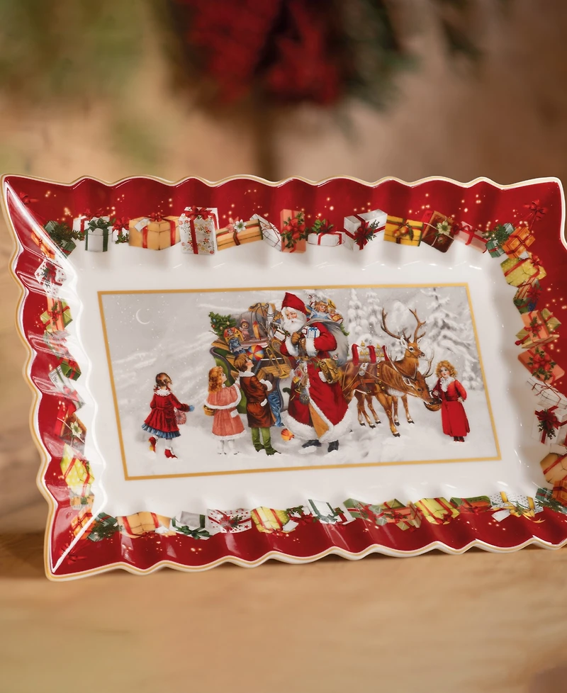 Villeroy & Boch Toy's Fantasy Cake Plate Santa and Kids, Rectangular