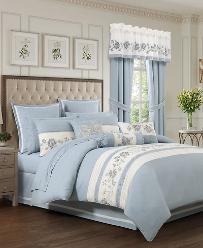 J Queen New York Garden Bloom Embroidered 4-Pc. Comforter Set