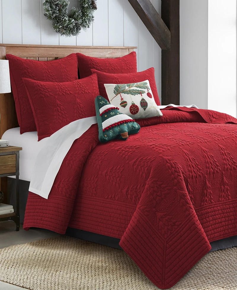 Levtex O Christmas Tree Stitching 2-Pc. Sham Set, European