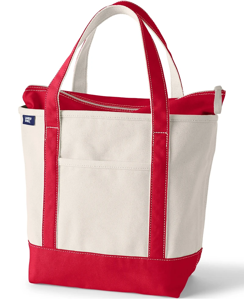 Lands' End Medium 5 Pocket Zip Top Canvas Tote Bag