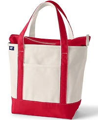 Lands' End Medium 5 Pocket Zip Top Canvas Tote Bag