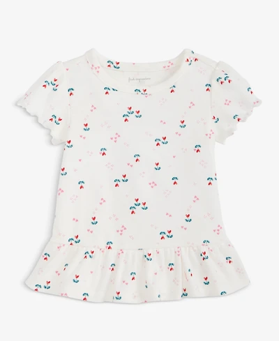 First Impressions Baby Girls Short-Sleeve Heart Tulip-Print Rib T-Shirt, Macy's Exclusive