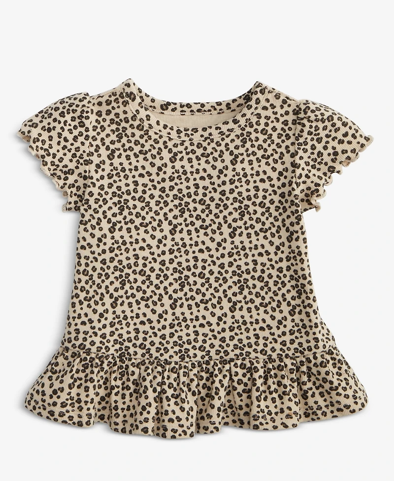 First Impressions Baby Girls Short-Sleeve Leopard-Print Rib T-Shirt, Macy's Exclusive