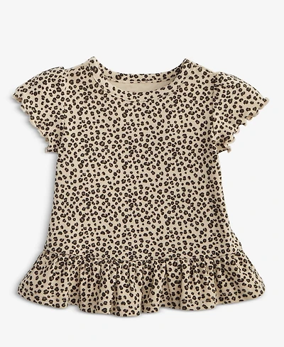 First Impressions Baby Girls Short-Sleeve Leopard-Print Rib T-Shirt, Macy's Exclusive