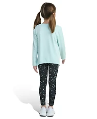 adidas Toddler and Little Girls 2-Piece Long Sleeve T-Shirt Printed Leggings Set