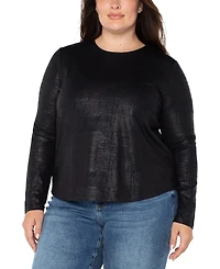 Liverpool Los Angeles Plus Long Sleeve Draped Knit Top
