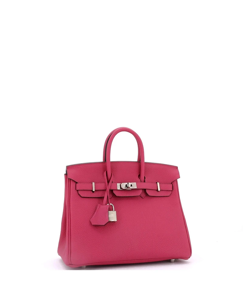 Pre-Owned Hermes Birkin 25 Handbag Pink Togo with Palladium Hardware