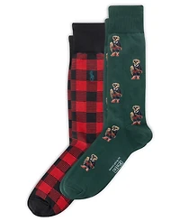 Polo Ralph Lauren Men's 2-Pack Mini Holiday Bear Slack Socks