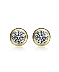 Modern Cubic Zirconia Solitaire Stud Butterfly Post Back Earrings