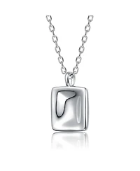 White Gold Plated with Sleek Square Pendant necklace
