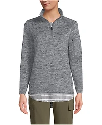 Lands' End Women's Sweater Fleece Quarter Zip Pullover