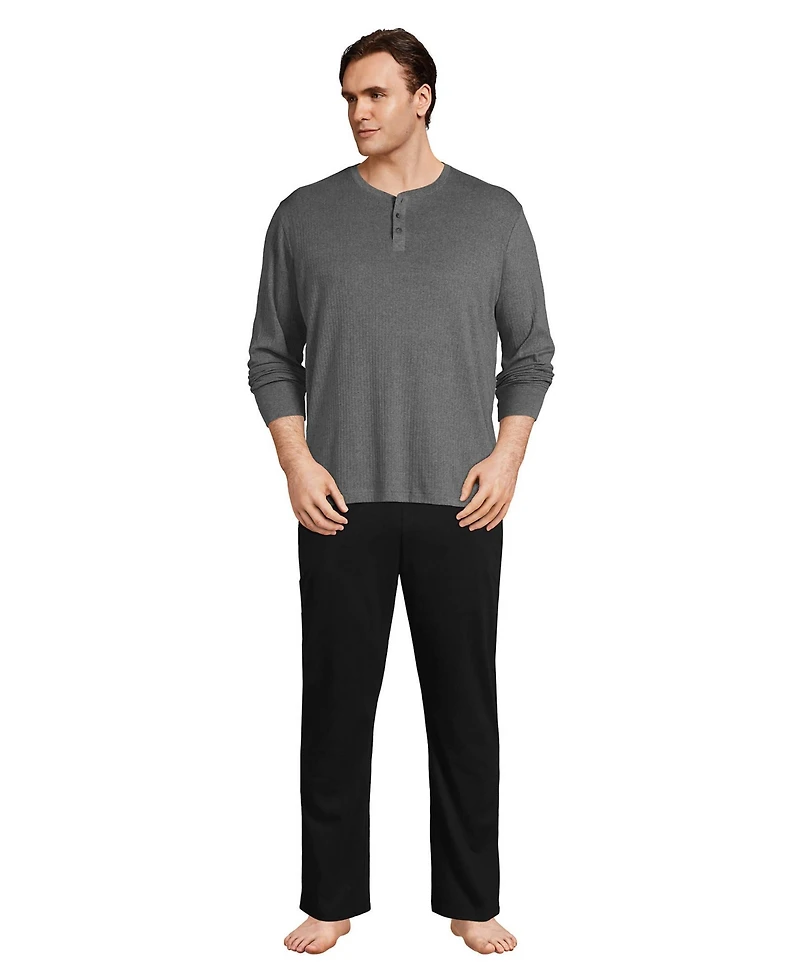 Lands' End Big & Tall Knit Rib Pajama Henley