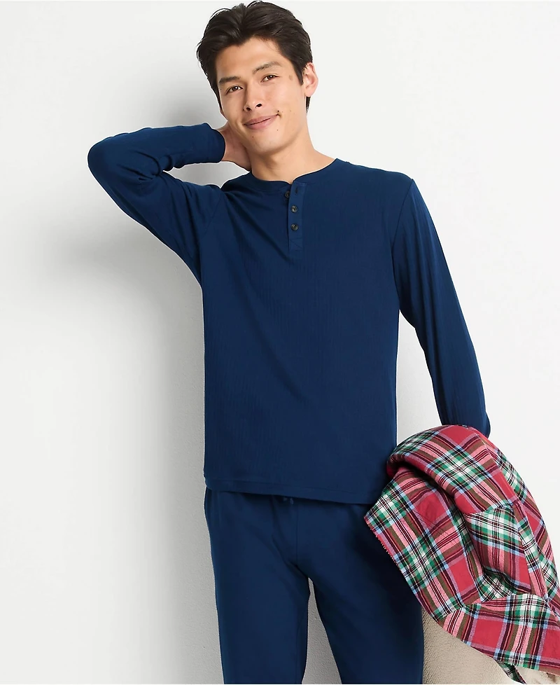 Lands' End Big & Tall Knit Rib Pajama Henley
