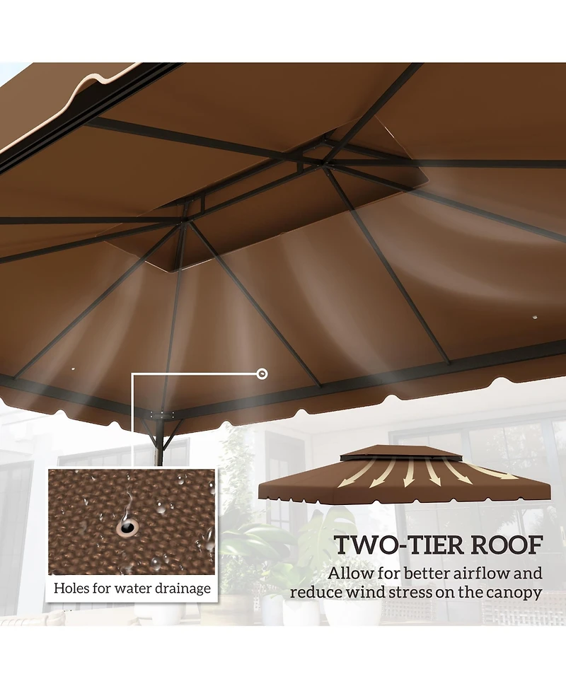 Outsunny 13' x 10' Double Roof Gazebo Replacement Canopy Top Cover