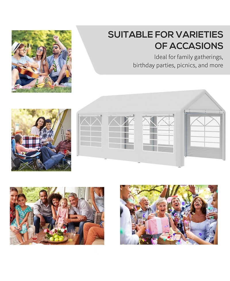 Outsunny 10' x 20' Heavy-duty Large Wedding Tent with Sidewalls,