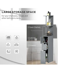 Homcom 54" Tall Bathroom Cabinet Shelf Storage W/ Drawers