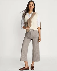 Lands' End Women's Printed Twill High Rise 5 Pocket Wide Leg Crop Pants
