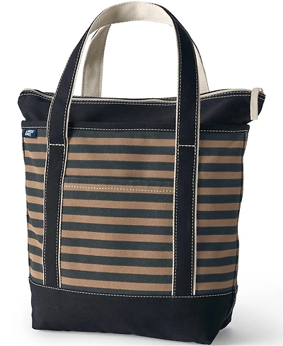 Lands' End Medium Print 5 Pocket Zip Top Canvas Tote Bag