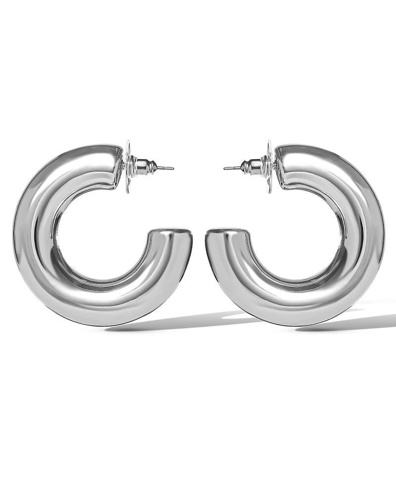 Jessica Simpson Mini Chunky Silver Hoop Earrings