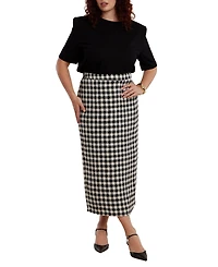 Eloquii Women's Houndstooth Column Maxi Skirt