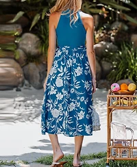 Cupshe Women's Wild Blue Floral Midi Beach Dress