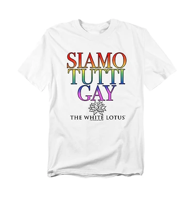 Logovision Men's White Lotus Siamo Tutti Gay T-Shirt