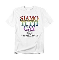 Logovision Men's White Lotus Siamo Tutti Gay T-Shirt
