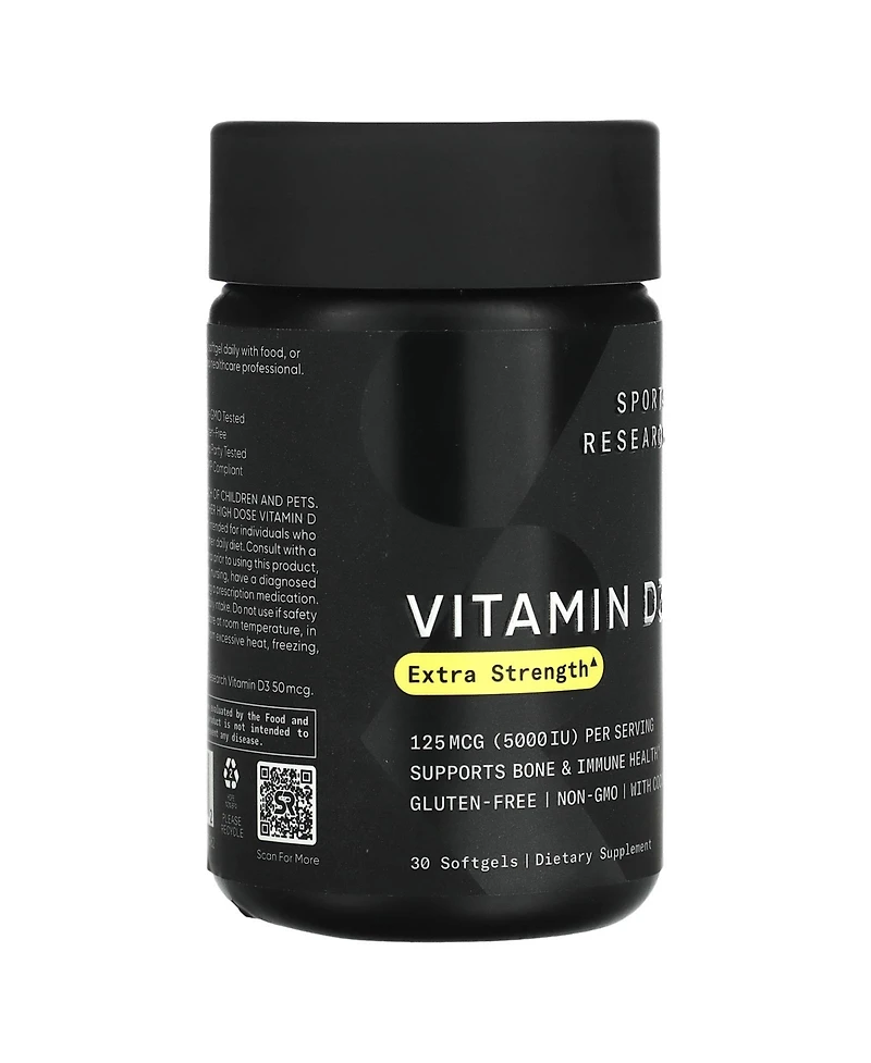 Sports Research Vitamin D3 Extra Strength 125 mcg (5 000 Iu)