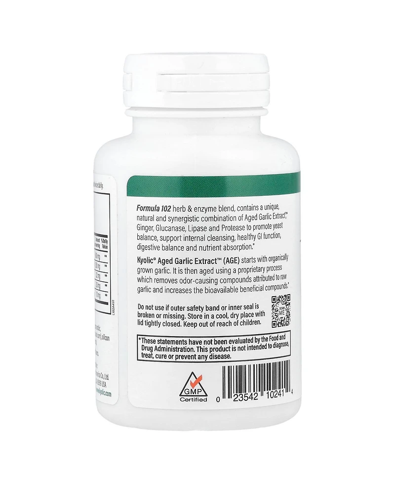 Kyolic Aged Garlic Extract Cleanse & Digestion Formula 102