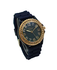 Olivia Pratt Navy Every Day Silicone and Rhinestones Colorful Women Watch
