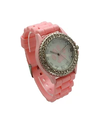 Olivia Pratt Light Pink Every Day Silicone Paw and Rhinestones Colorful Women Watch