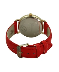 Red Paisley Face Leather Strap Watch