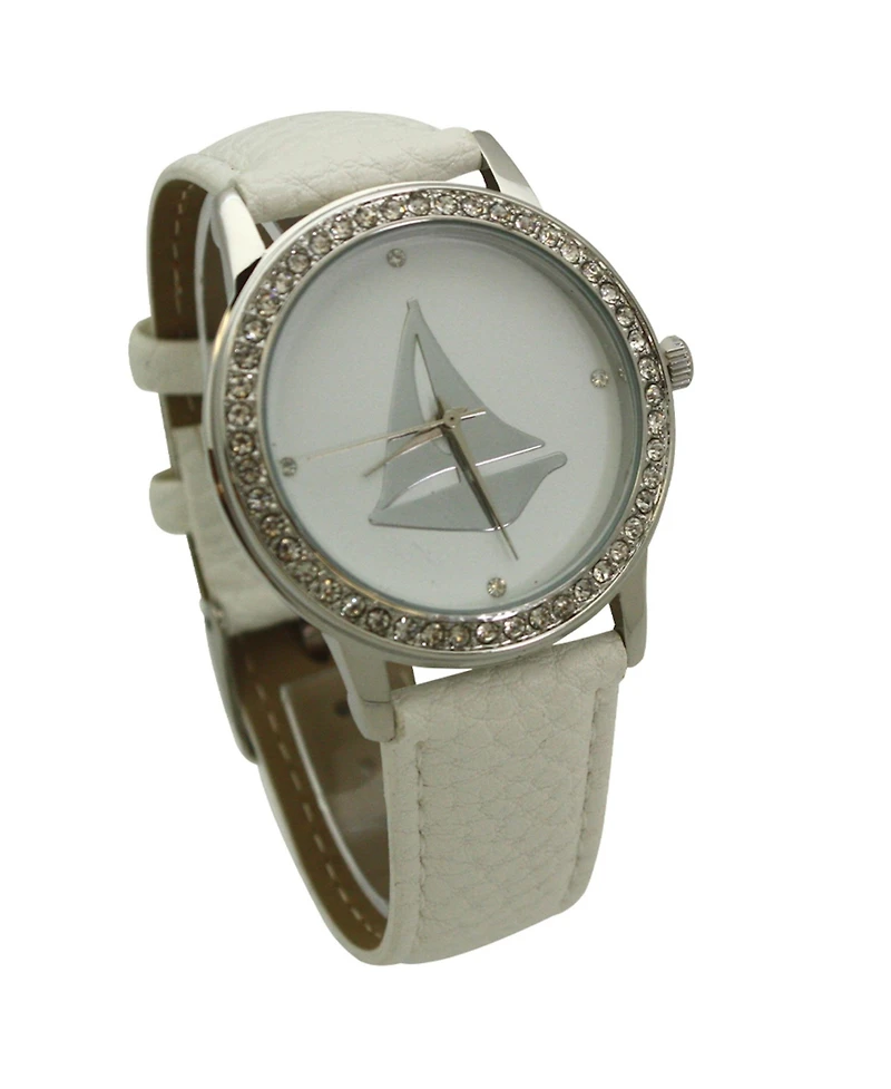 Olivia Pratt White Classic Style Sailboat Leather Strap Watch