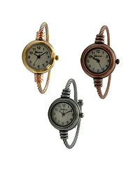 Olivia Pratt Pack #1 3 Pack Fashion Analog Bangle Cuff Wrist Bracelet Wire Bangle Women Watch