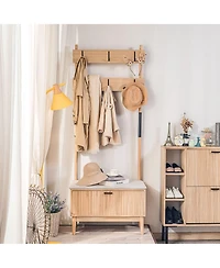 Nordlys - Gray Solid Wood Hall Tree with Storage Industrial Style Entry