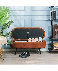 Nordlys - Terracotta Boucle Storage Bench Modern Design Style Upholstery Entry