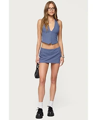 Edikted Women's Frankey Pinstripe Button Up Halter Top