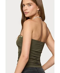 Edikted Womens Liat Ruched Built Bra Tube Top