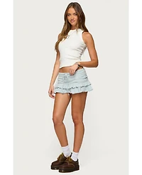 Edikted Women's Avia Ruffle Striped Mini Skort