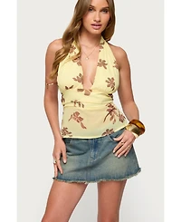 Edikted Women's Hannah Floral Chiffon Halter Top