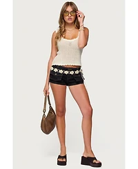 Edikted Womens Aurelle Open Knit Tank Top