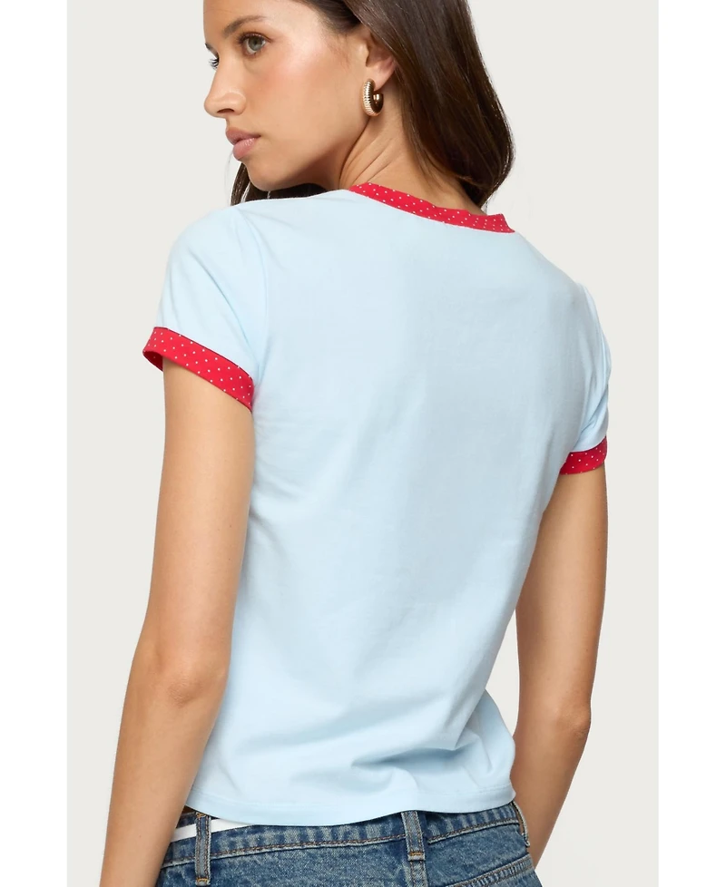 Edikted Womens Eighty Polka Dot Contrast T Shirt