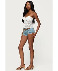 Edikted Women's Sheer Crochet Strapless Cupped Top