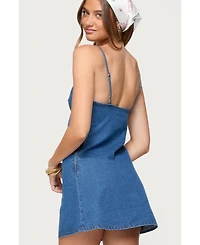 Edikted Women's Maleeka Cut Out Denim Mini Dress